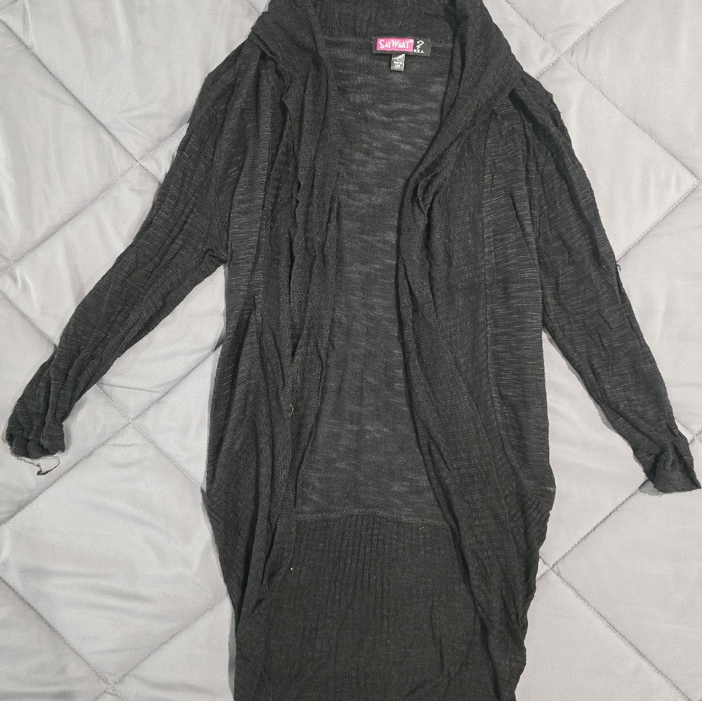 Say What? Black Open-Front Cardigan